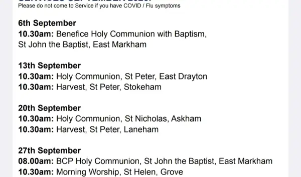 Upcoming Services